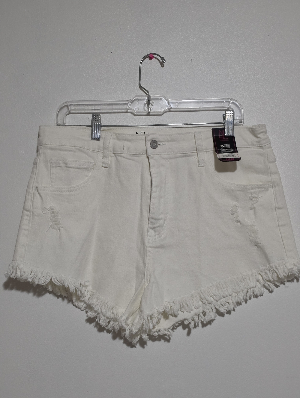 No Boundaries White Fray Hem Distressed Shorts Size 15 NWT Y2K